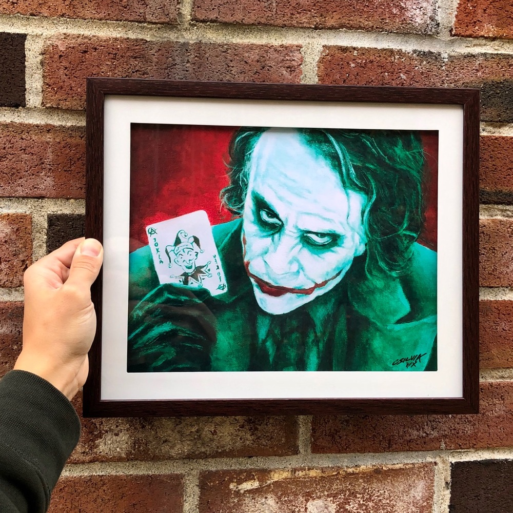 8.5x11” framed print of my Heath Joker painting